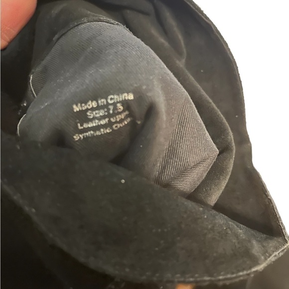 H by Halston Vintage Black Leather Suede over the Knee Platform Heel Boots 7.5 - Picture 7 of 11